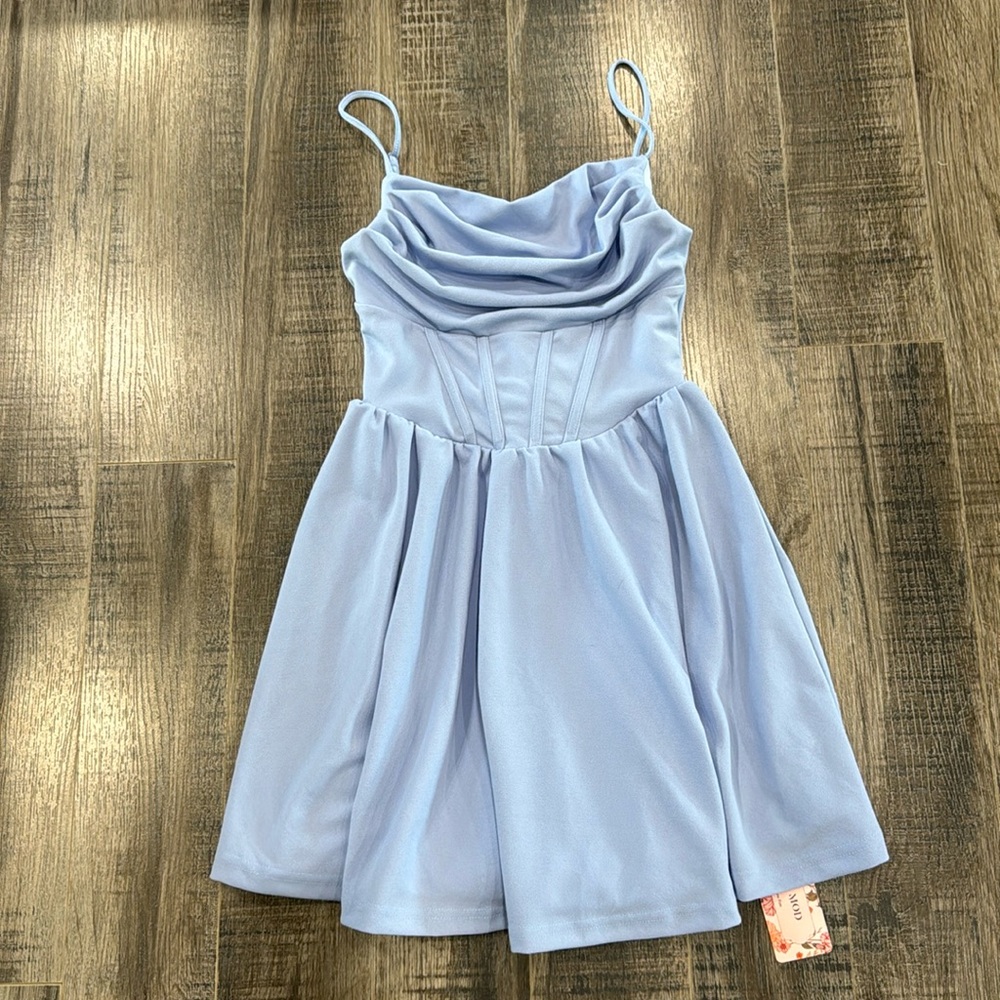 Light blue corset waist dress